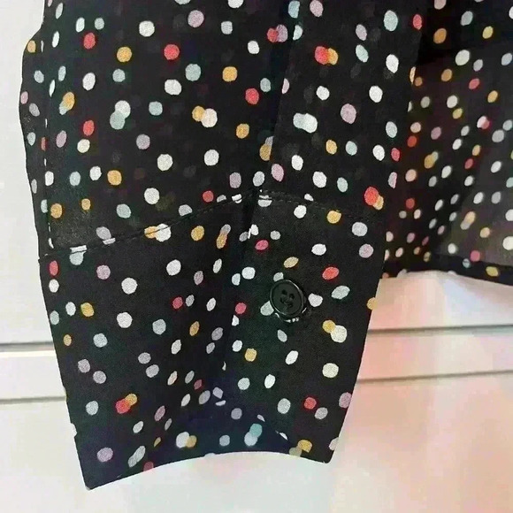 Reformation Confetti Polka Dot Button Front Blouse Sheer Plus Size 1X - Picture 6 of 6